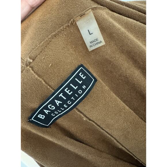 Bagatelle Women's Brown Suede Jacket Size L Drape Front Casual Outerwear - Picture 6 of 7